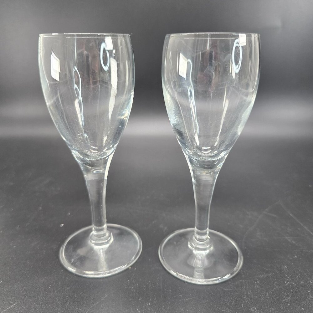 2 Clear Aperitif Glasses 5" Vintage Barware Drinking Dessert Wine DH1302